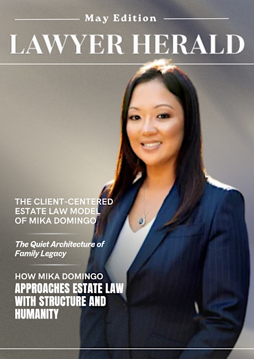 Digital Lawyer Herald May 2026 edition magazine cover, featuring Mika Domingo